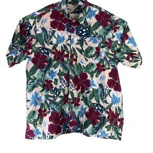 Edwards Size 2XL Hawaiian Button Up Shirt Short Sleeved Top Multicolor Floral